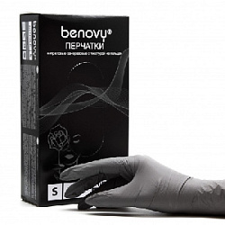 Перчатки BENOVY Nitrile TrueColor, нитриловые,серые M 50 пар. 5,5 гр.